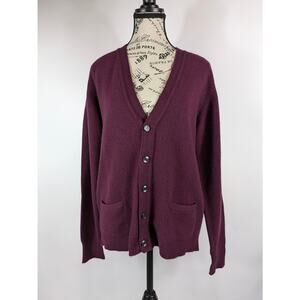 Selfridges London Womens M Cardigan Sweater UK 40 100% Pure Cashmere Red Maroon